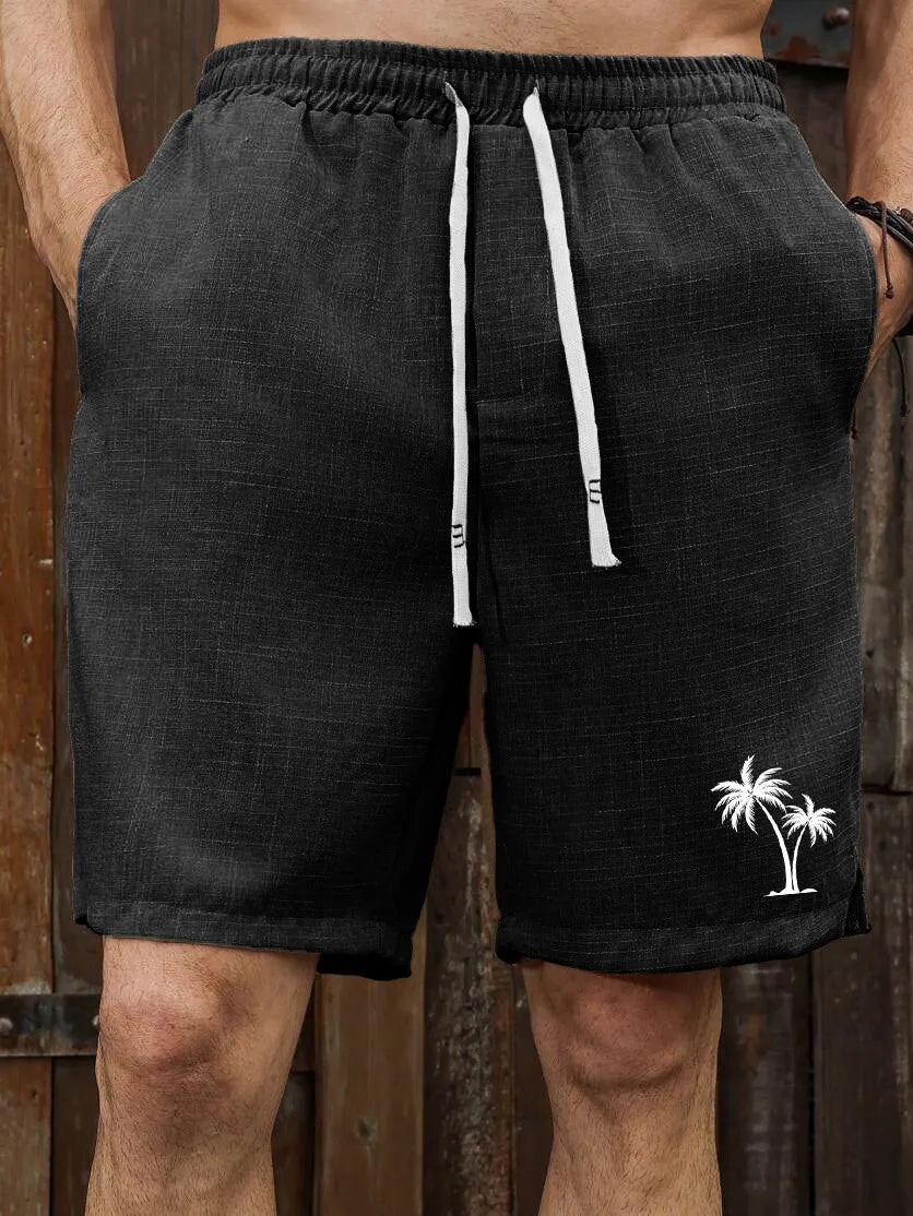 Men's Hawaiian Coconut Palm Print Casual Shorts
