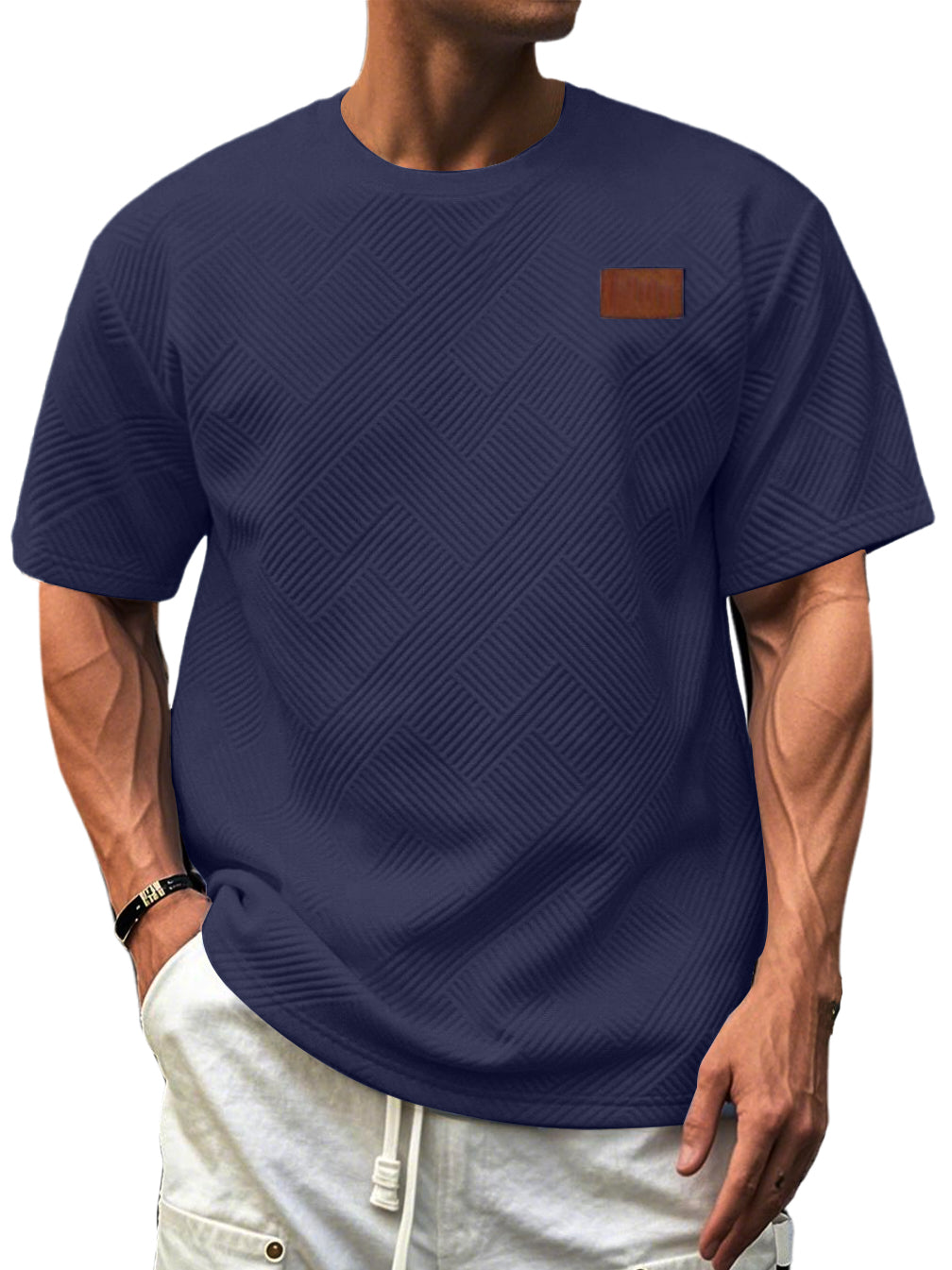 Men's Textured Casual Short-sleeved Top