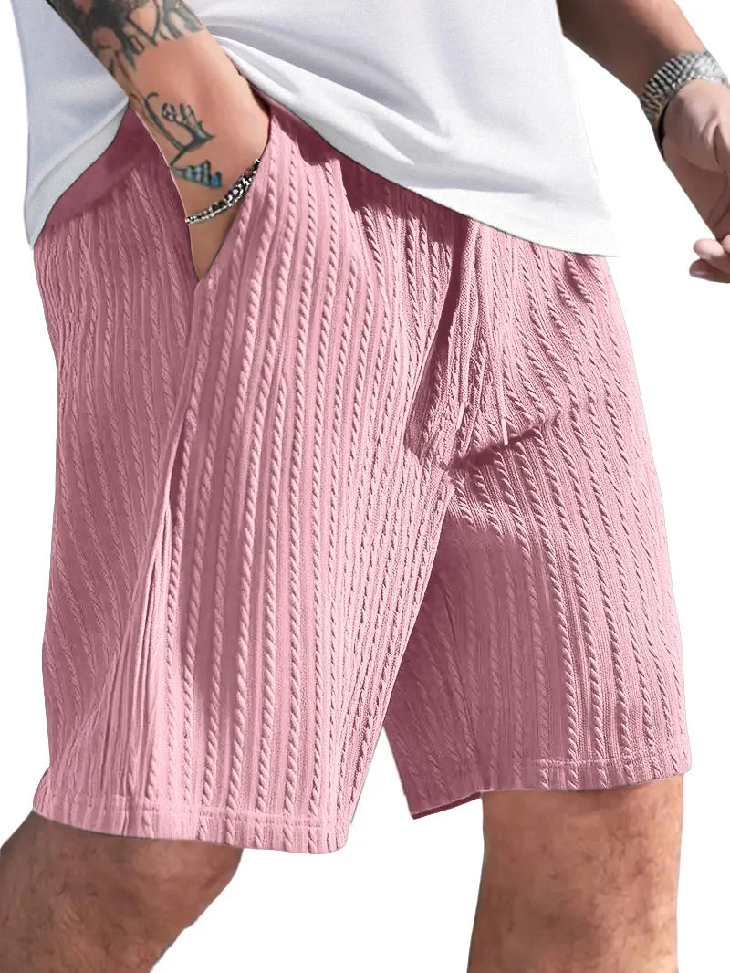 Men's Casual Solid Color Jacquard Loose And Comfortable Shorts