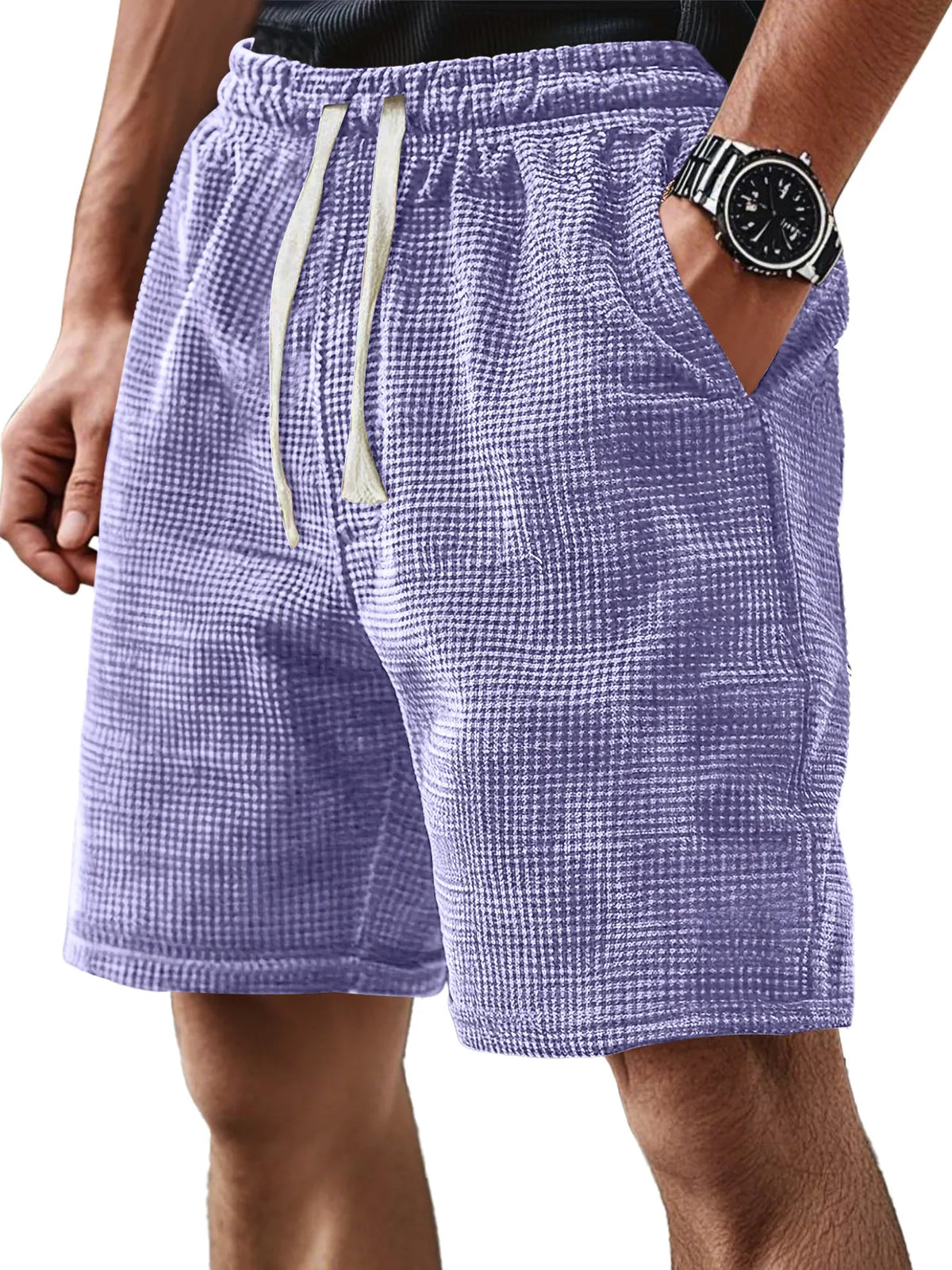 Men's Everyday Corduroy Waffle Elastic Waist Comfort Shorts