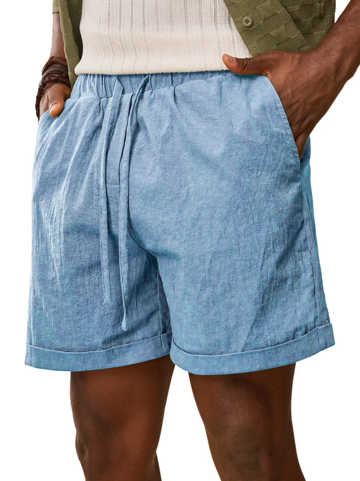 Men's Summer Daily Comfort Elastic Waist Casual Solid Color Shorts