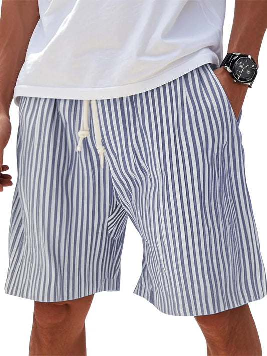 Mens Summer Stripe Pocket Beach Casual Shorts