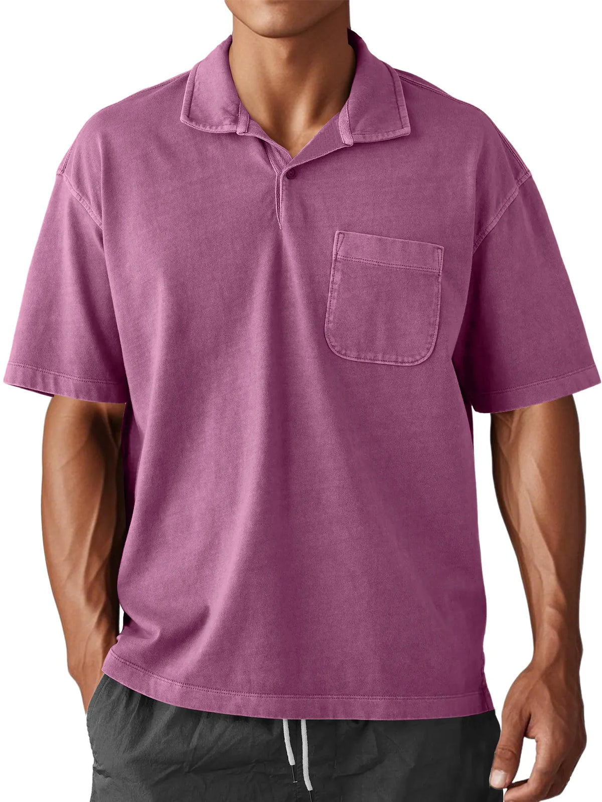 Men's Stylish Retro Washed And Distressed Loose Daily Short-sleeved Polo Top