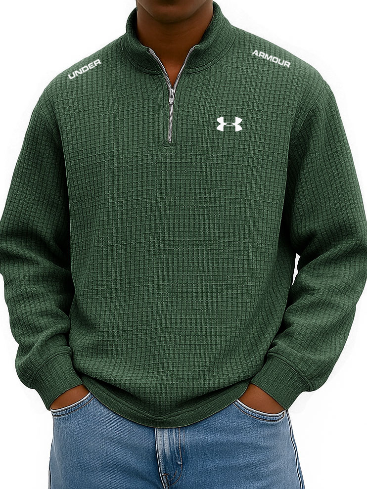 BESTSELLER🔥 Men’s Rib-Cuff Quarter-Zip Top – Cozy Waffle Texture, Everyday Casual Fit