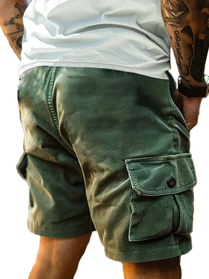 Men's Retro Workwear Stripe Fabric Pocket Shorts