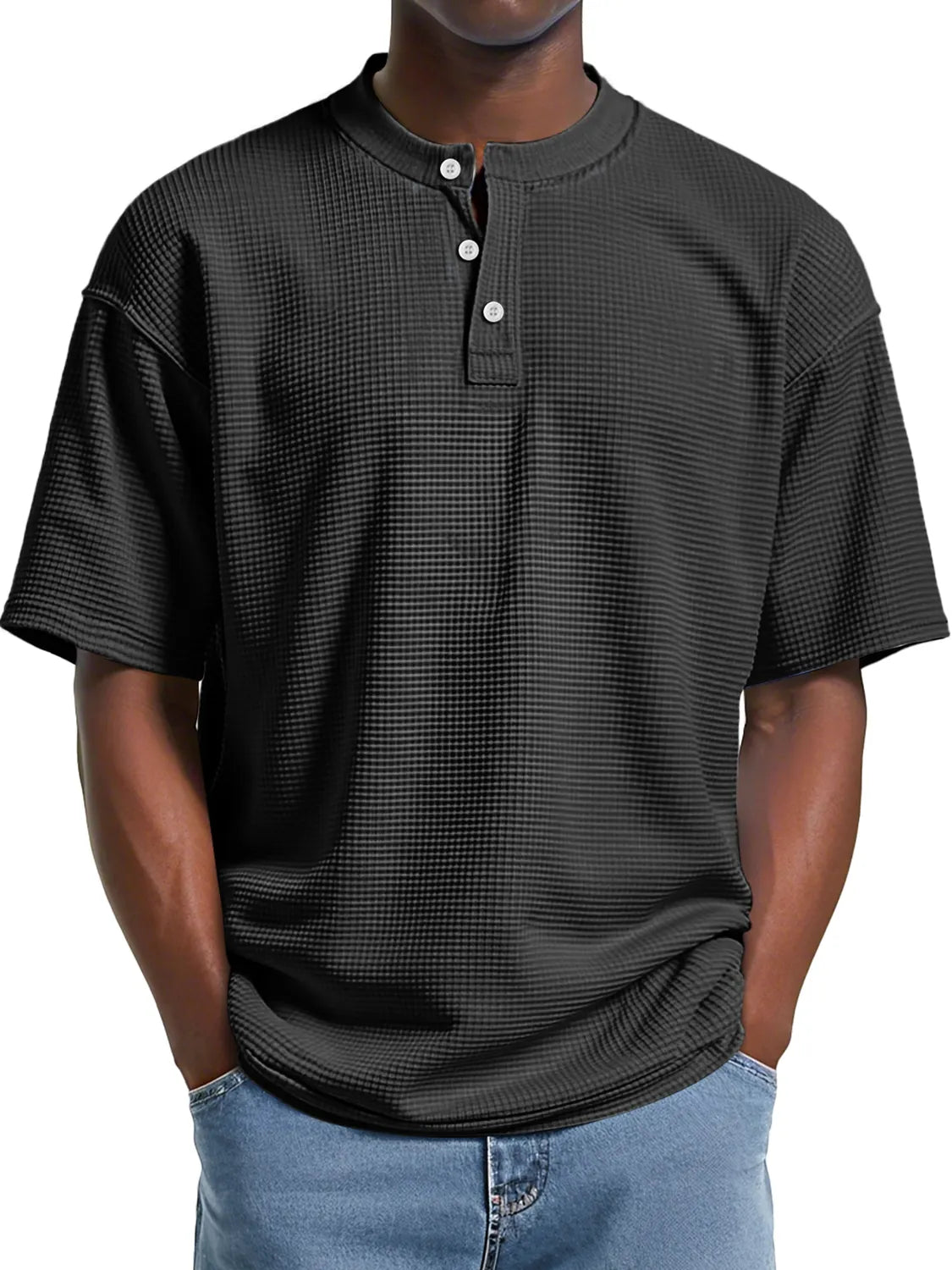 Men's Everyday Waffle Casual Comfort Short Sleeve Henley
